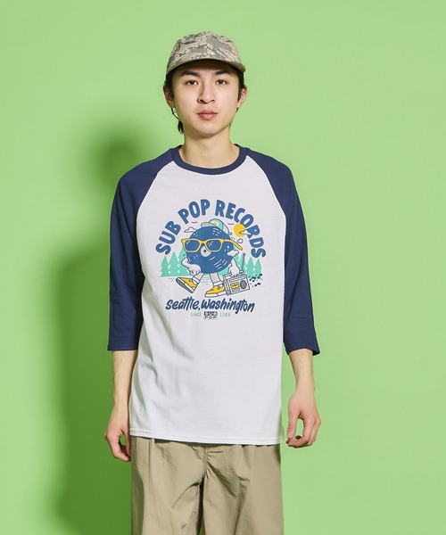 SUB POP(サブポップ)の「3/4 BASEBALL TEE "BIG LEAGUE"/ 3/4 ベースボール T "ビッグ リーグ”(Tシャツ/カットソー・メンズ・ホワイト×ネイビー・MEDIUM/LARGE/X-LARGE)」の8枚目の写真