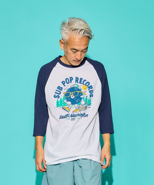 SUB POP(サブポップ)の「3/4 BASEBALL TEE "BIG LEAGUE"/ 3/4 ベースボール T "ビッグ リーグ”(Tシャツ/カットソー・メンズ・ホワイト×ネイビー・MEDIUM/LARGE/X-LARGE)」の13枚目の写真