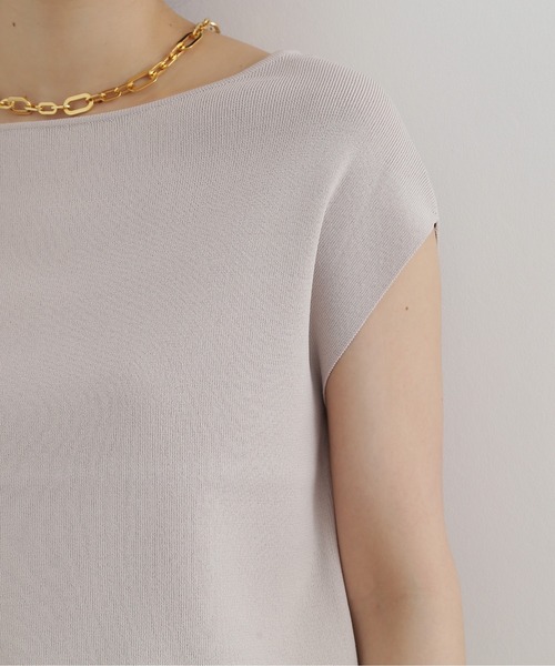 NATURAL BEAUTY BASIC(ナチュラルビューティーベーシック)の「総針ボートネックニット(ニット/セーター・レディース・ブラック/ベージュ/ピンク/オレンジ・MEDIUM)」の6枚目の写真