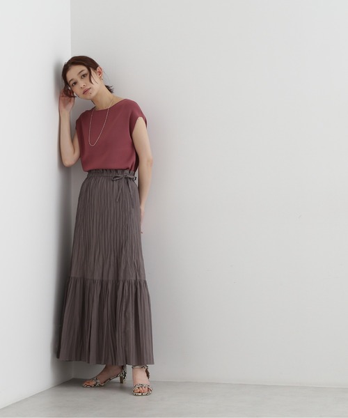 NATURAL BEAUTY BASIC(ナチュラルビューティーベーシック)の「総針ボートネックニット(ニット/セーター・レディース・ブラック/ベージュ/ピンク/オレンジ・MEDIUM)」の12枚目の写真