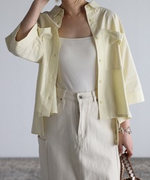 r.（アールドット）の「ソフトブロード ハーフスリーブ オーバーシャツ（シャツ/ブラウス・レディース）」