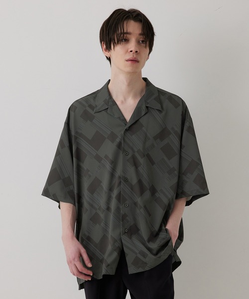 JUNRED（ジュンレッド）の「ジオメトリックオープンカラービッグシャツ（シャツ/ブラウス・メンズ・チャコールグレー/パープル系その他・S/M/L）」の10枚目の写真