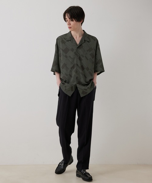 JUNRED（ジュンレッド）の「ジオメトリックオープンカラービッグシャツ（シャツ/ブラウス・メンズ・チャコールグレー/パープル系その他・S/M/L）」の15枚目の写真