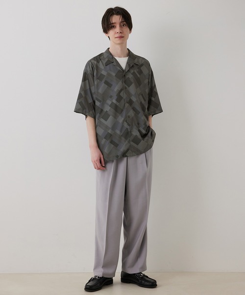 JUNRED（ジュンレッド）の「ジオメトリックオープンカラービッグシャツ（シャツ/ブラウス・メンズ・チャコールグレー/パープル系その他・S/M/L）」の17枚目の写真