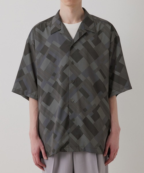 JUNRED（ジュンレッド）の「ジオメトリックオープンカラービッグシャツ（シャツ/ブラウス・メンズ・チャコールグレー/パープル系その他・S/M/L）」の18枚目の写真