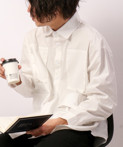 Revo.(レボ)の「Revo. 4ポケット ルーズシルエット長袖シャツ(シャツ/ブラウス・メンズ・ブラック/オリーブ/ホワイト・1/2)」の8枚目の写真