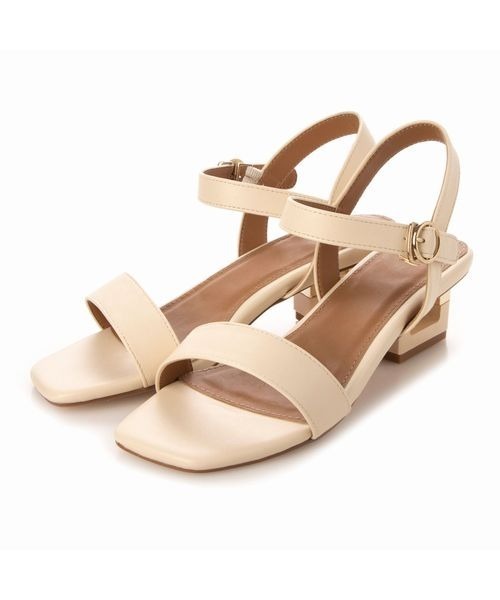 Fin（フィン）の「スクエアトゥデザインヒールストラップサンダル【低反発スポンジ入り】（サンダル・レディース・アイボリー/グリーン/ブラック/シルバー/ベージュ・22.5cm/24.5cm/23.5cm/24cm/23cm/25cm）」の15枚目の写真