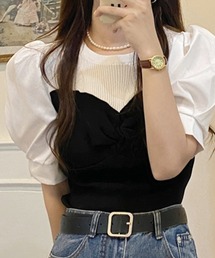 ibeul_ | パフスリーブビスチェドッキングトップス(Tシャツ/カットソー)