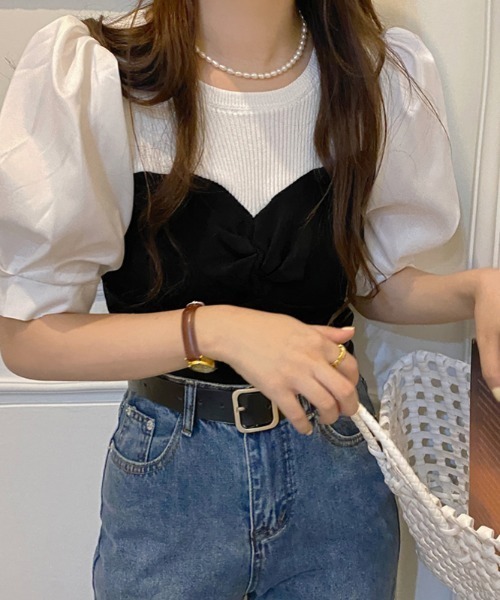 ibeul_（イベール）の「パフスリーブビスチェドッキングトップス（Tシャツ/カットソー・レディース・ブラック・FREE）」の12枚目の写真