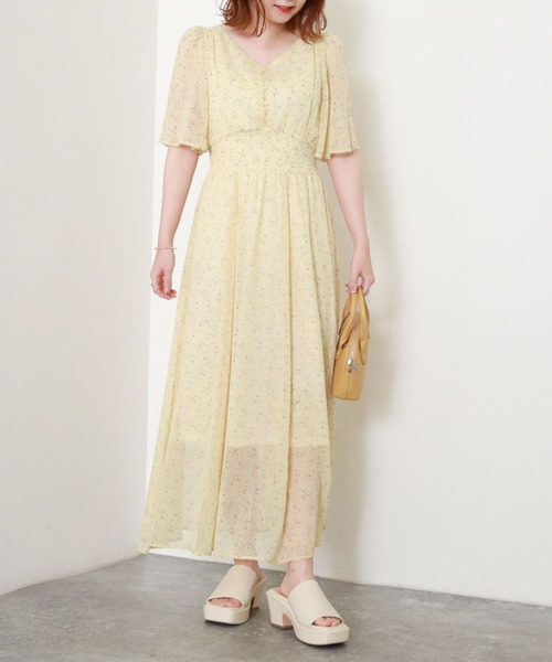 セール】花柄フレアスリーブワンピース（ワンピース）｜archives