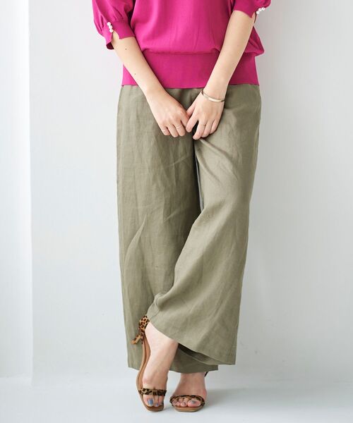 le.coeur blanc（ルクールブラン）の「麻ワイドクロップドパンツ（その他パンツ・レディース・ベージュ/グリーン/カーキオリーブ/ブルー・36/38）」の10枚目の写真