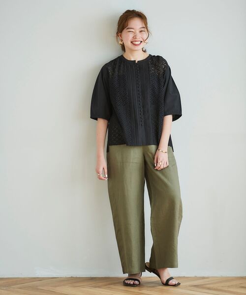 le.coeur blanc（ルクールブラン）の「麻ワイドクロップドパンツ（その他パンツ・レディース・ベージュ/グリーン/カーキオリーブ/ブルー・36/38）」の16枚目の写真