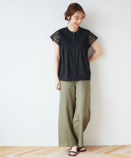 le.coeur blanc（ルクールブラン）の「麻ワイドクロップドパンツ（その他パンツ・レディース・ベージュ/グリーン/カーキオリーブ/ブルー・36/38）」の11枚目の写真