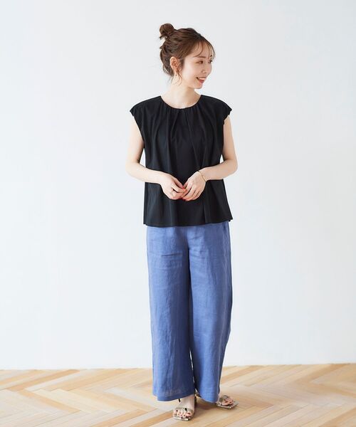 le.coeur blanc（ルクールブラン）の「麻ワイドクロップドパンツ（その他パンツ・レディース・ベージュ/グリーン/カーキオリーブ/ブルー・36/38）」の21枚目の写真