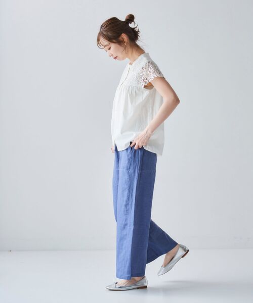 le.coeur blanc（ルクールブラン）の「麻ワイドクロップドパンツ（その他パンツ・レディース・ベージュ/グリーン/カーキオリーブ/ブルー・36/38）」の12枚目の写真