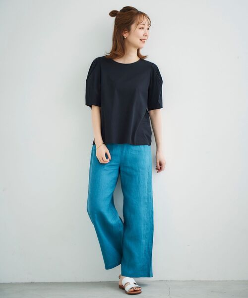 le.coeur blanc（ルクールブラン）の「麻ワイドクロップドパンツ（その他パンツ・レディース・ベージュ/グリーン/カーキオリーブ/ブルー・36/38）」の13枚目の写真