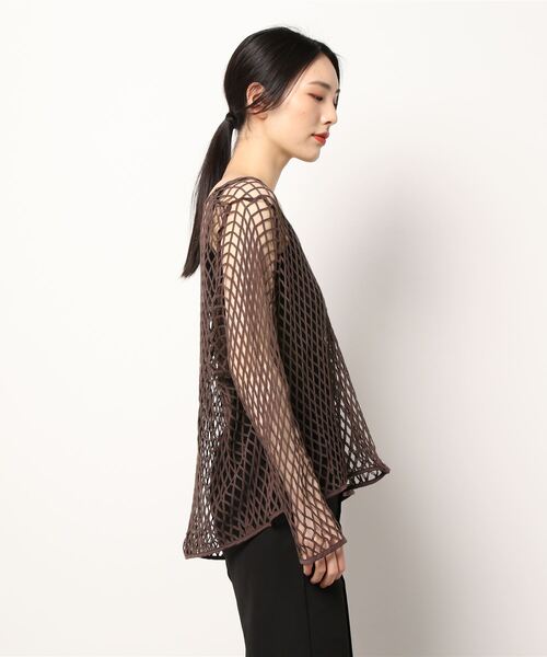 CIAOPANIC（チャオパニック）の「緩さが可愛い、オーバーメッシュロンTee（Tシャツ/カットソー・レディース・ブラウン/アイボリー・FREE）」の4枚目の写真