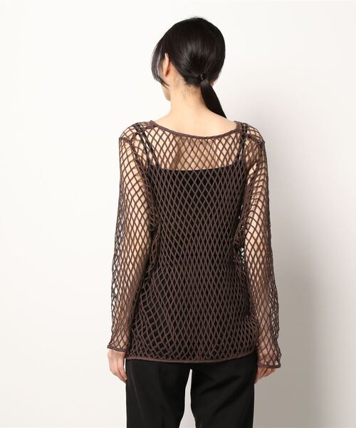 CIAOPANIC（チャオパニック）の「緩さが可愛い、オーバーメッシュロンTee（Tシャツ/カットソー・レディース・ブラウン/アイボリー・FREE）」の3枚目の写真