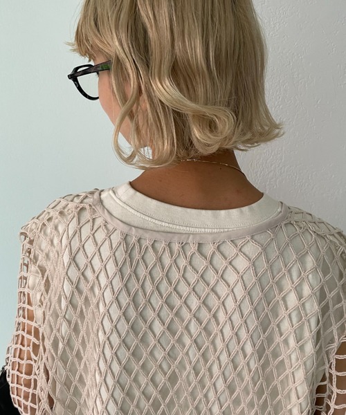 CIAOPANIC（チャオパニック）の「緩さが可愛い、オーバーメッシュロンTee（Tシャツ/カットソー・レディース・ブラウン/アイボリー・FREE）」の19枚目の写真