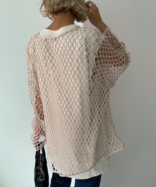 CIAOPANIC（チャオパニック）の「緩さが可愛い、オーバーメッシュロンTee（Tシャツ/カットソー・レディース・ブラウン/アイボリー・FREE）」の17枚目の写真