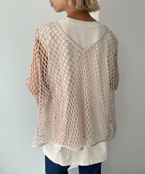 CIAOPANIC（チャオパニック）の「緩さが可愛い、オーバーメッシュロンTee（Tシャツ/カットソー・レディース・ブラウン/アイボリー・FREE）」の15枚目の写真