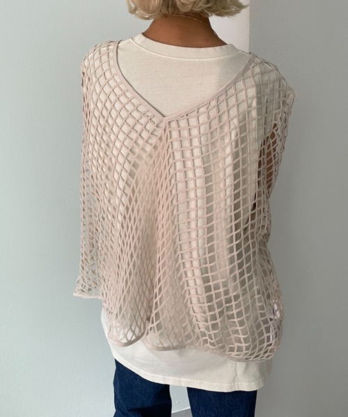 CIAOPANIC（チャオパニック）の「緩さが可愛い、オーバーメッシュロンTee（Tシャツ/カットソー・レディース・ブラウン/アイボリー・FREE）」の16枚目の写真