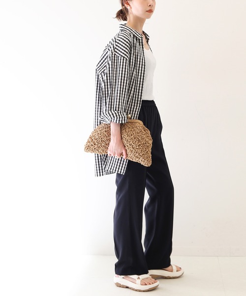 SLOBE IENA（スローブイエナ）の「《追加3》ピンタックセミフレアパンツ（その他パンツ・レディース・ネイビー/ブラック・34/36/38）」の8枚目の写真