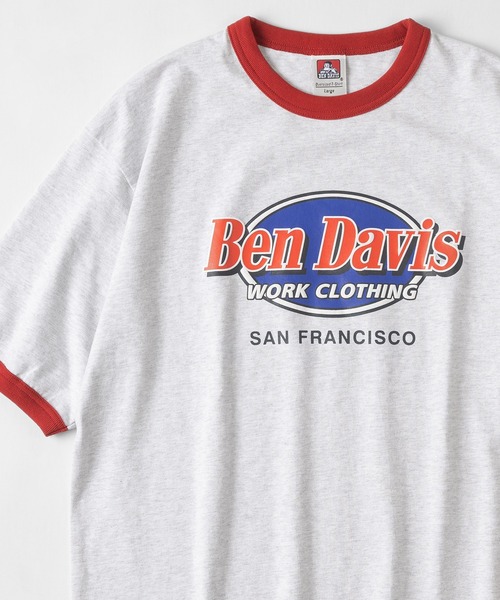 BEN DAVIS(ベンデイビス)の「【BEN DAVIS/ベンデイビス】ショップロゴ オーバルロゴTシャツ/ビッグシルエット/リンガーT(Tシャツ/カットソー・レディース・グレー系その他/ホワイト/アッシュグレー/グリーン/チャコールグレー・M/L/XL)」の5枚目の写真