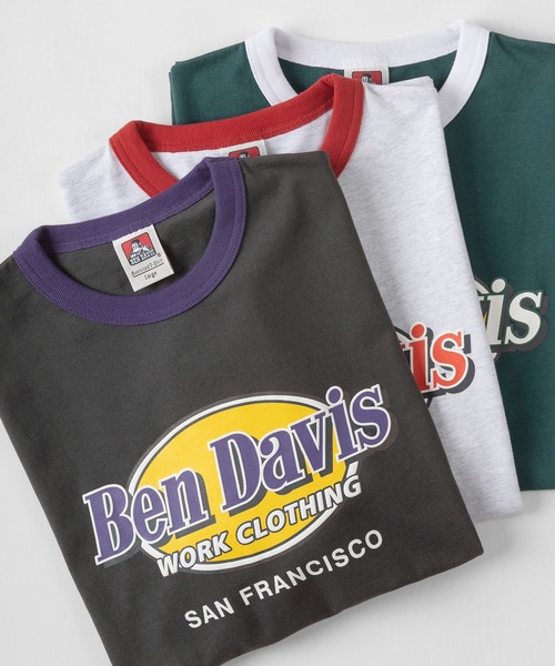BEN DAVIS(ベンデイビス)の「【BEN DAVIS/ベンデイビス】ショップロゴ オーバルロゴTシャツ/ビッグシルエット/リンガーT(Tシャツ/カットソー・レディース・グレー系その他/ホワイト/アッシュグレー/グリーン/チャコールグレー・M/L/XL)」の3枚目の写真
