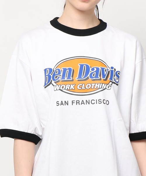 BEN DAVIS(ベンデイビス)の「【BEN DAVIS/ベンデイビス】ショップロゴ オーバルロゴTシャツ/ビッグシルエット/リンガーT(Tシャツ/カットソー・レディース・グレー系その他/ホワイト/アッシュグレー/グリーン/チャコールグレー・M/L/XL)」の7枚目の写真