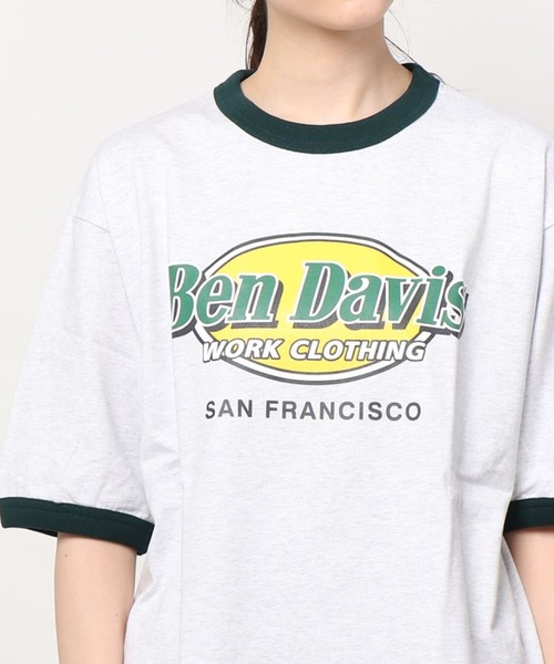 BEN DAVIS(ベンデイビス)の「【BEN DAVIS/ベンデイビス】ショップロゴ オーバルロゴTシャツ/ビッグシルエット/リンガーT(Tシャツ/カットソー・レディース・グレー系その他/ホワイト/アッシュグレー/グリーン/チャコールグレー・M/L/XL)」の9枚目の写真