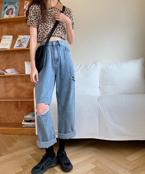 meJane(ミージェーン)の「ルーズボーイズダメージデニムパンツ【ZOZOTOWN限定】(デニムパンツ・レディース・ブルー・S/M/L)」の12枚目の写真