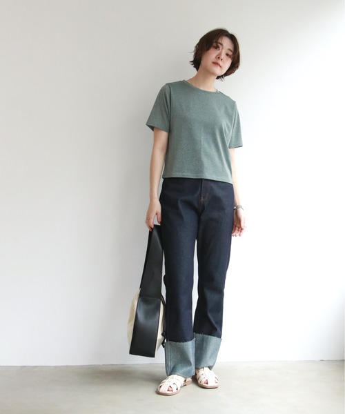 notch.(ノッチ)の「ラメ半袖Tシャツ(Tシャツ/カットソー・レディース・ブラック/グレー・M)」の5枚目の写真