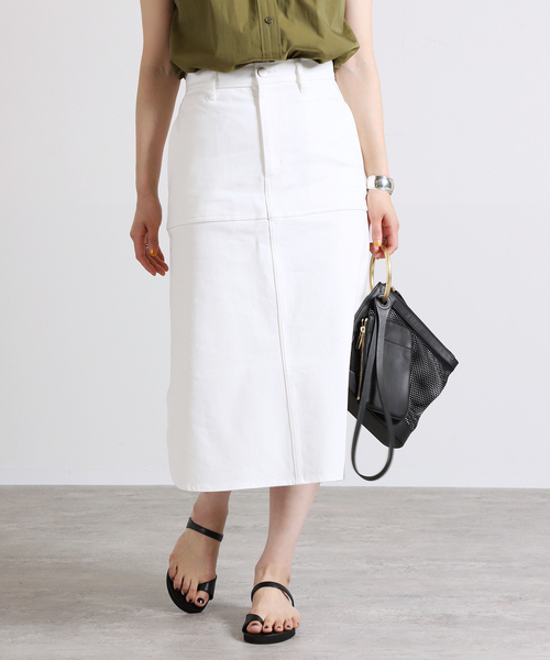 VERMEIL par iena(ヴェルメイユパーイエナ)の「VINTAGE風デニム スリットテールスカート(デニムスカート・レディース・ホワイト/ブルー・40/38/36)」の8枚目の写真