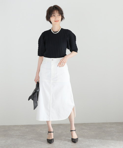 VERMEIL par iena(ヴェルメイユパーイエナ)の「VINTAGE風デニム スリットテールスカート(デニムスカート・レディース・ホワイト/ブルー・40/38/36)」の12枚目の写真