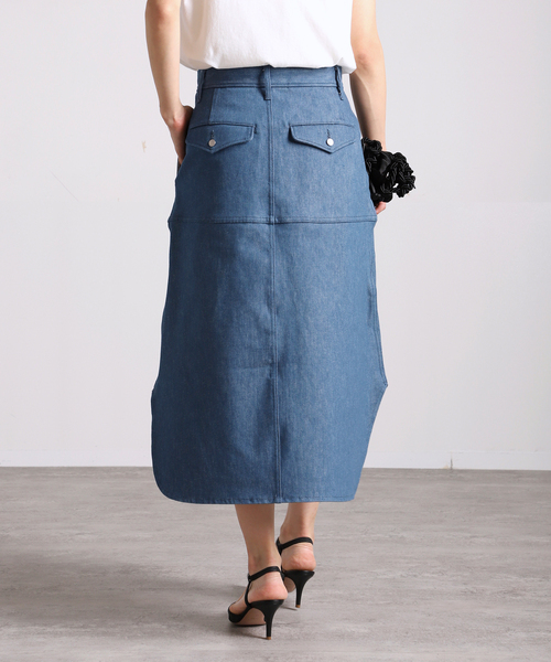 VERMEIL par iena(ヴェルメイユパーイエナ)の「VINTAGE風デニム スリットテールスカート(デニムスカート・レディース・ホワイト/ブルー・40/38/36)」の19枚目の写真