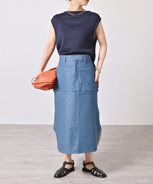 VERMEIL par iena(ヴェルメイユパーイエナ)の「VINTAGE風デニム スリットテールスカート(デニムスカート・レディース・ホワイト/ブルー・40/38/36)」の20枚目の写真