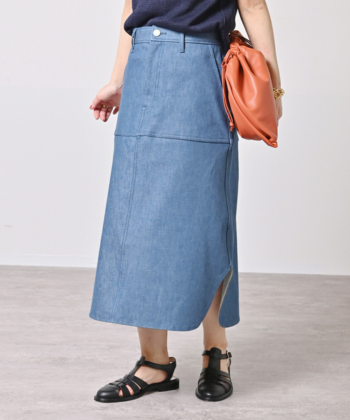 VERMEIL par iena(ヴェルメイユパーイエナ)の「VINTAGE風デニム スリットテールスカート(デニムスカート・レディース・ホワイト/ブルー・40/38/36)」の21枚目の写真