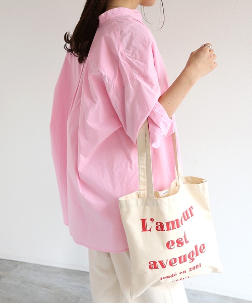 andme(アンドミー)の「コットン長袖バンドカラーオーバーサイズカラーシャツ(シャツ/ブラウス・レディース・ホワイト/ピンク/サックスブルー/グリーン/オレンジ・M/L)」の9枚目の写真