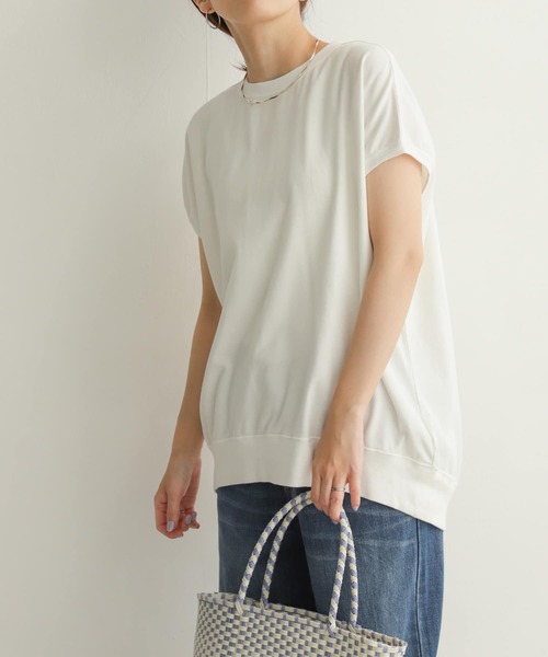 URBAN RESEARCH DOORS（アーバンリサーチドアーズ）の「ルーズフレンチスリーブプルオーバー（Tシャツ/カットソー・レディース・チャコールグレー/パープル/オフホワイト/グリーン・MEDIUM）」の2枚目の写真