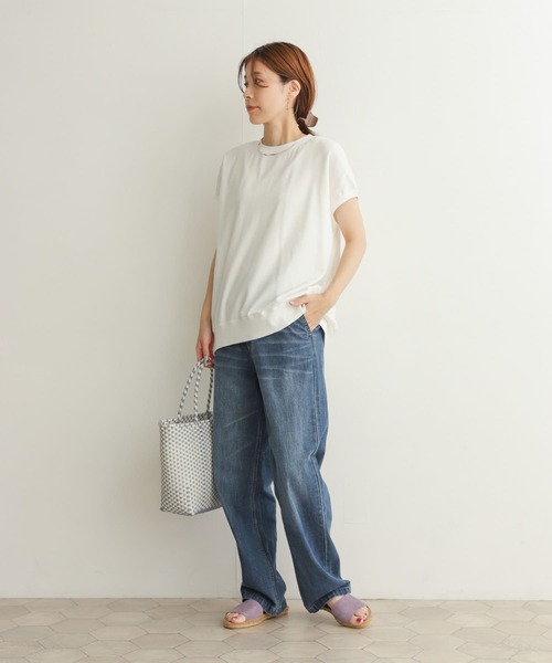 URBAN RESEARCH DOORS（アーバンリサーチドアーズ）の「ルーズフレンチスリーブプルオーバー（Tシャツ/カットソー・レディース・チャコールグレー/パープル/オフホワイト/グリーン・MEDIUM）」の13枚目の写真