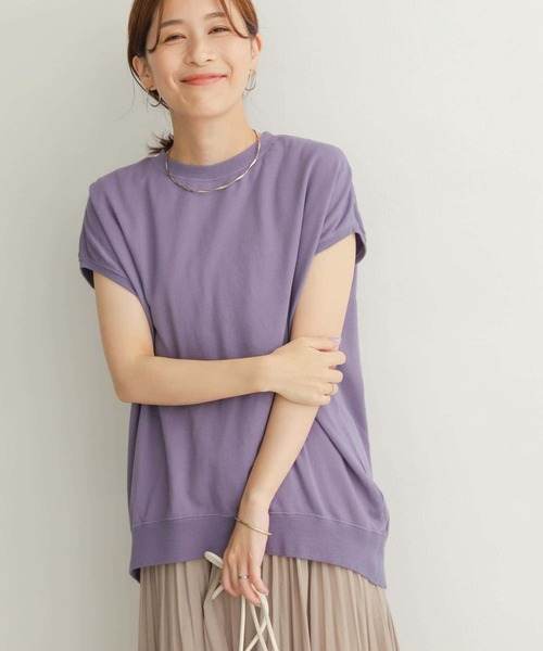 URBAN RESEARCH DOORS（アーバンリサーチドアーズ）の「ルーズフレンチスリーブプルオーバー（Tシャツ/カットソー・レディース・チャコールグレー/パープル/オフホワイト/グリーン・MEDIUM）」の14枚目の写真