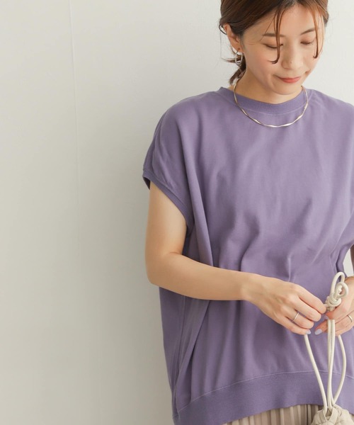 URBAN RESEARCH DOORS（アーバンリサーチドアーズ）の「ルーズフレンチスリーブプルオーバー（Tシャツ/カットソー・レディース・チャコールグレー/パープル/オフホワイト/グリーン・MEDIUM）」の15枚目の写真