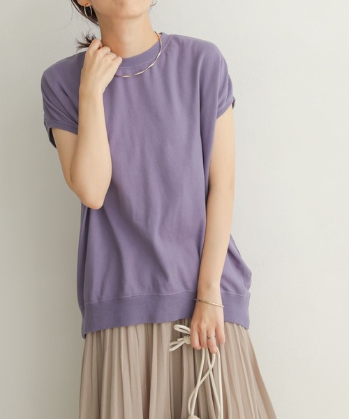 URBAN RESEARCH DOORS（アーバンリサーチドアーズ）の「ルーズフレンチスリーブプルオーバー（Tシャツ/カットソー・レディース・チャコールグレー/パープル/オフホワイト/グリーン・MEDIUM）」の19枚目の写真