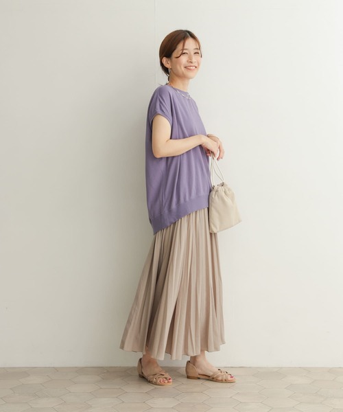 URBAN RESEARCH DOORS（アーバンリサーチドアーズ）の「ルーズフレンチスリーブプルオーバー（Tシャツ/カットソー・レディース・チャコールグレー/パープル/オフホワイト/グリーン・MEDIUM）」の21枚目の写真