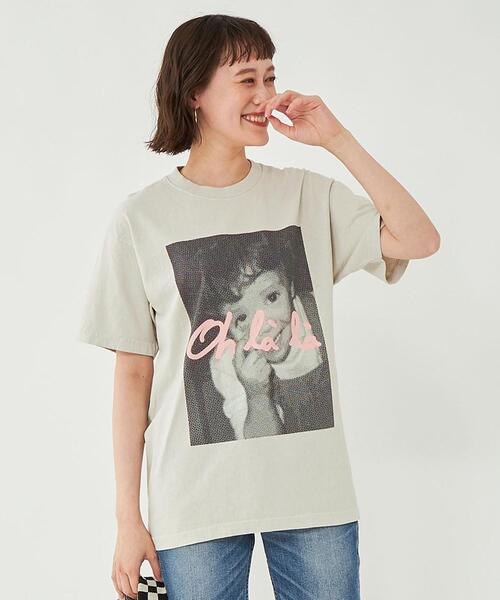 LOS ANGELES APPAREL(ロサンゼルスアパレル)の「【別注】< LOSANGELES APPAREL > プリント Tシャツ(Tシャツ/カットソー・レディース・ホワイト/ライトグレー/オフホワイト・FREE)」の3枚目の写真