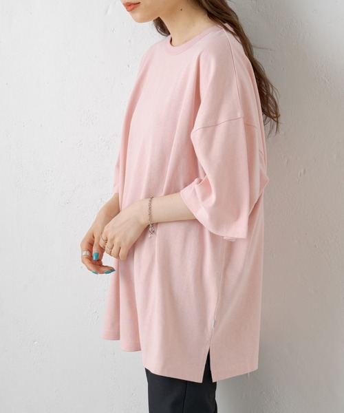 WHIMSIC（ウィムジック）の「【WHIMSIC】ヘビーウェイトオーバーサイズTシャツ（Tシャツ/カットソー・レディース・ブラック/パープル/グレー/ピンク/グリーン・FREE）」の8枚目の写真