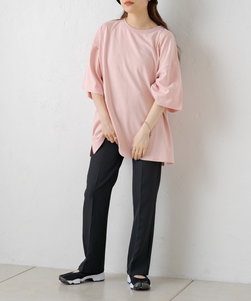 WHIMSIC（ウィムジック）の「【WHIMSIC】ヘビーウェイトオーバーサイズTシャツ（Tシャツ/カットソー・レディース・ブラック/パープル/グレー/ピンク/グリーン・FREE）」の10枚目の写真