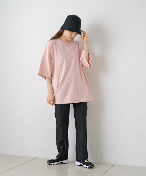 WHIMSIC（ウィムジック）の「【WHIMSIC】ヘビーウェイトオーバーサイズTシャツ（Tシャツ/カットソー・レディース・ブラック/パープル/グレー/ピンク/グリーン・FREE）」の11枚目の写真