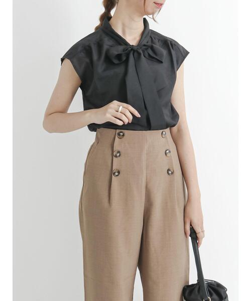 Te chichi TERRASSE（テチチテラス）の「ボウタイブラウス（シャツ/ブラウス・レディース・ブラック/オフホワイト/カーキ・ﾌﾘ-）」の19枚目の写真